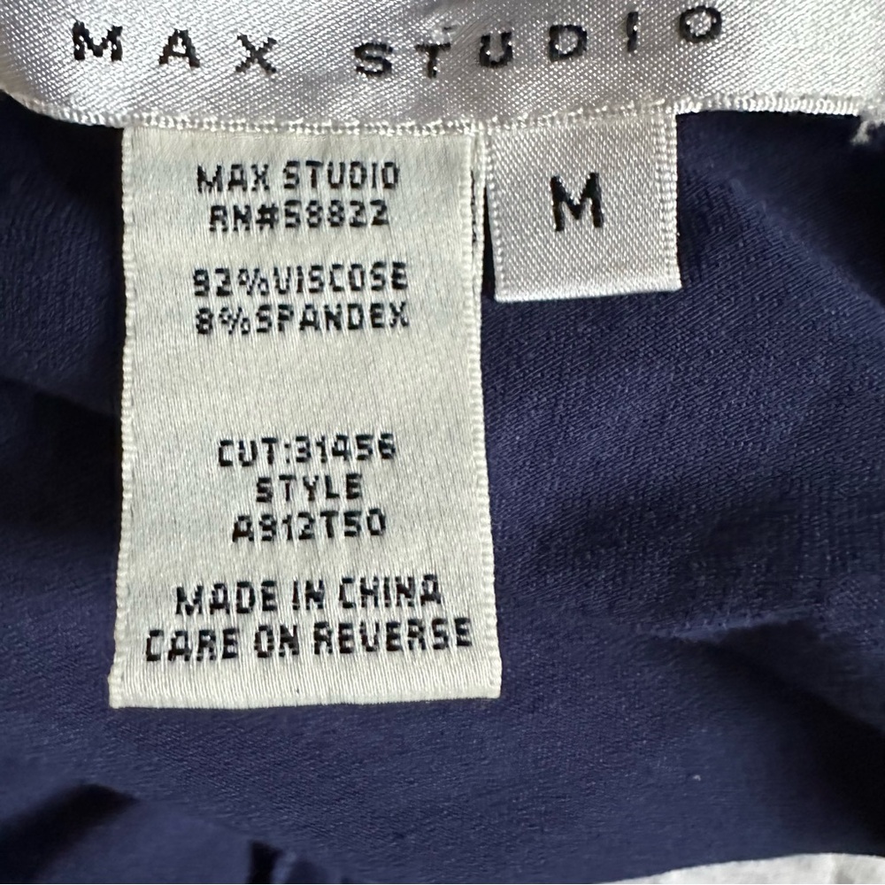 Max Studio Navy Faux Wrap Long Sleeve Dress Size M - Picture 6 of 9